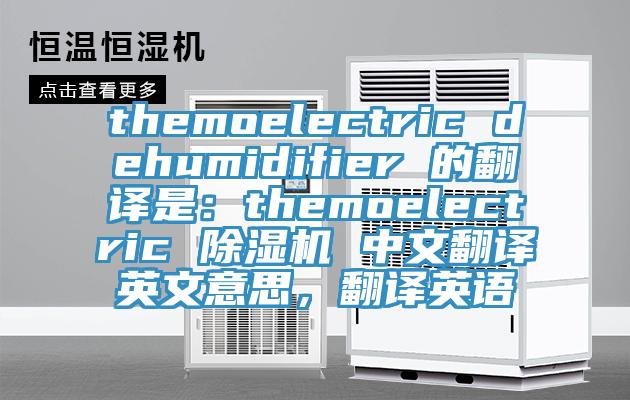 themoelectric dehumidifier 的翻譯是:themoelectric 除濕機 中文翻譯英文意思,翻譯英語
